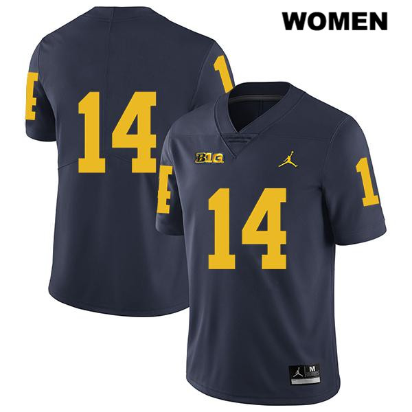Women's NCAA Michigan Wolverines Josh Metellus #14 No Name Navy Jordan Brand Authentic Stitched Legend Football College Jersey LB25V18LO